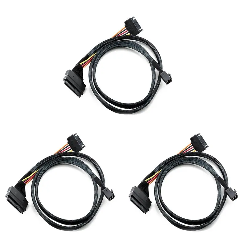 3X Built-In 12G Mini SAS HD To U.2 36P SFF-8643 To SAS U.2 SFF-8639 Cable With 15Pin SATA Power Supply,For U.2 SSD