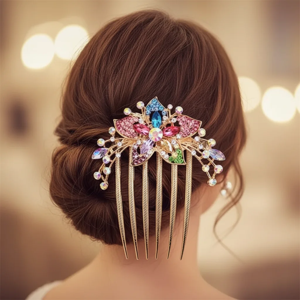

Women Fashion Crystal Hairpin Rhinestone Ponytail Hairclip Korean Style Hair Accessories