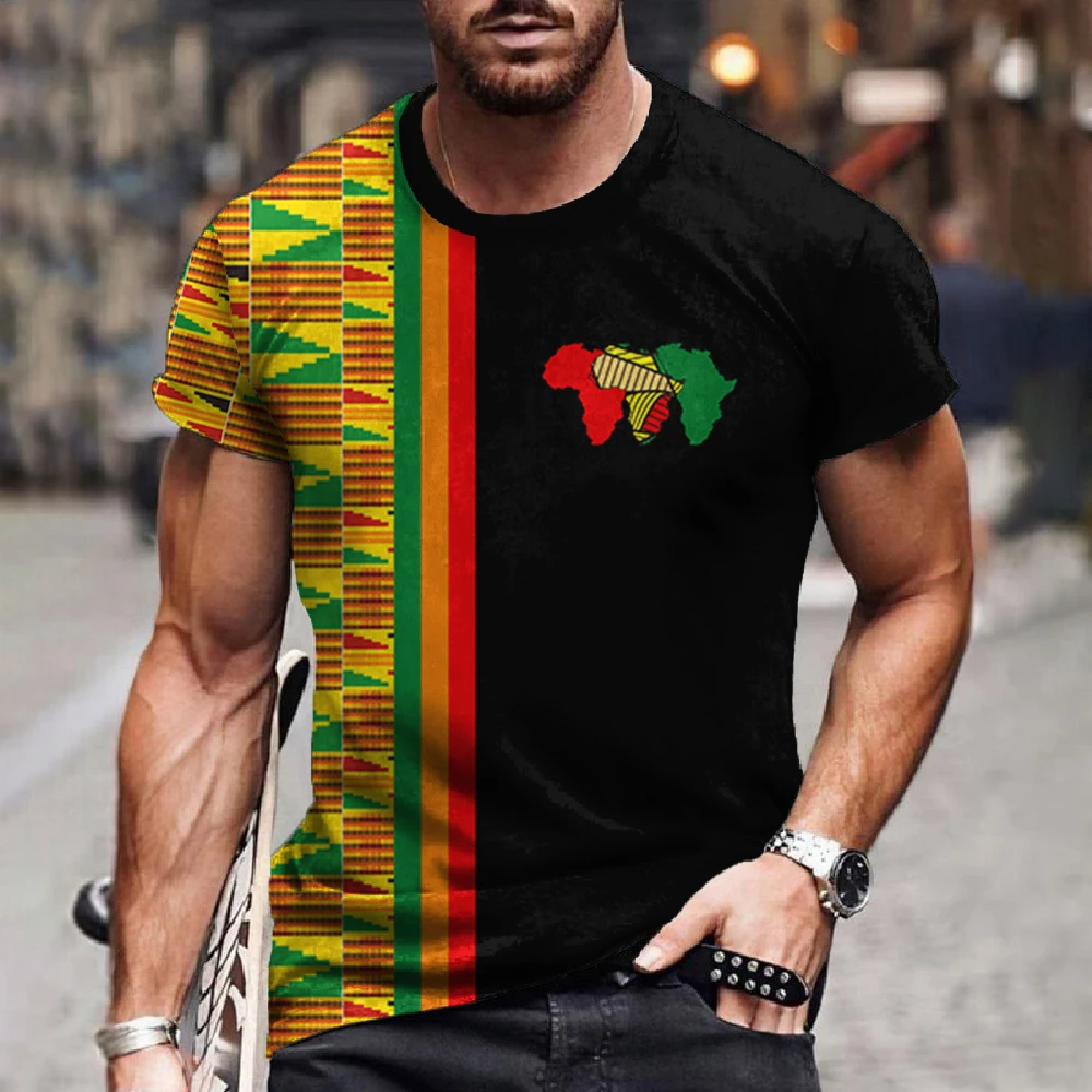 New T Shirt Man Ethnic Tribal Dashiki T-Shirts African Patterns 3D Print Men Short Sleeve 0 Neck Harajuku Y2k Tees Tops Clothing