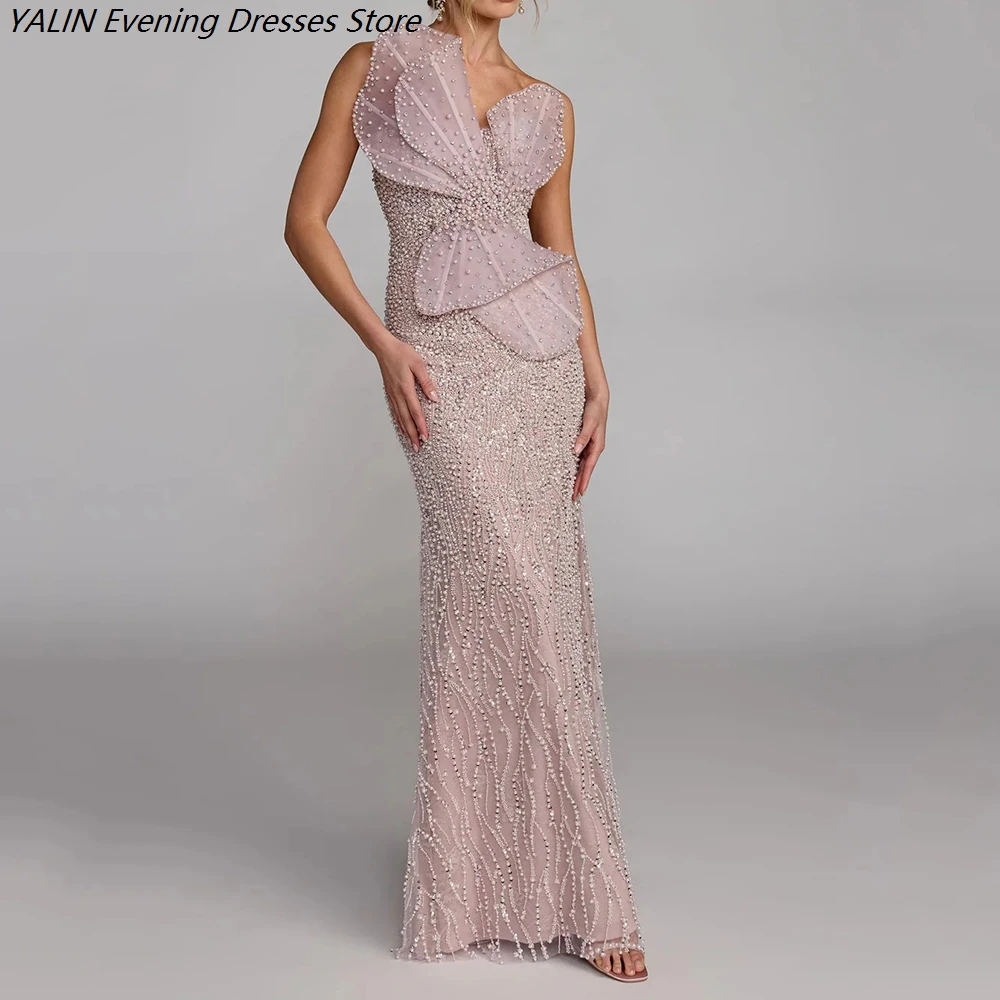 Customized Women's A-line Evening Dresses Floor-length Strapless Sleeveless Prom Dresses Fashion Crystal Beading Party Gowns
