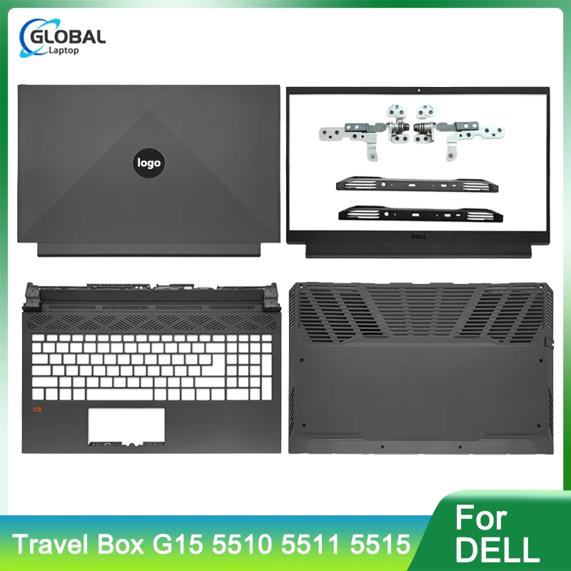 Caso do portátil para Dell Travel Box, preto tampa traseira, moldura frontal, Palmrest, caixa inferior, dobradiças, saída de ar, G15, 5510, 5511, 5515, novo