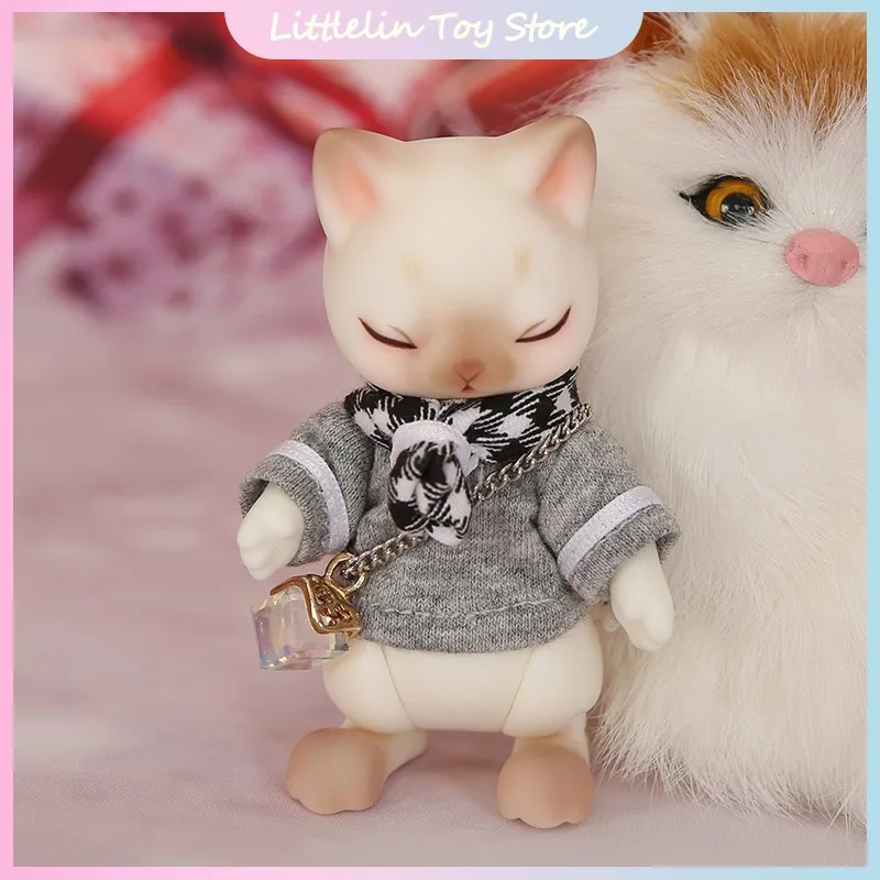 Genuine Shugafairy Bjd 1/12 Movable Joint Doll Mocka Milk Cat Pet Mini Exquisite Doll 8cm Handmade Resin Doll Full Set Xmas Gift
