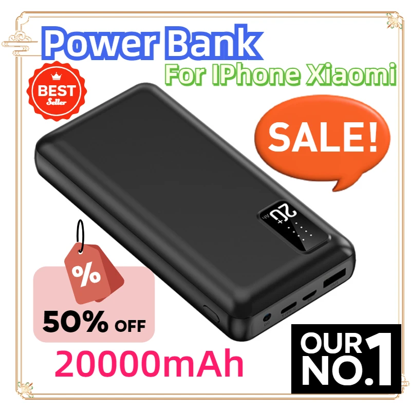 For IPhone Xiaomi Powerbank 20000mAh Power Bank External Battery Pack for Heating Vest Jacket Gloves Poverbank Portable Charger