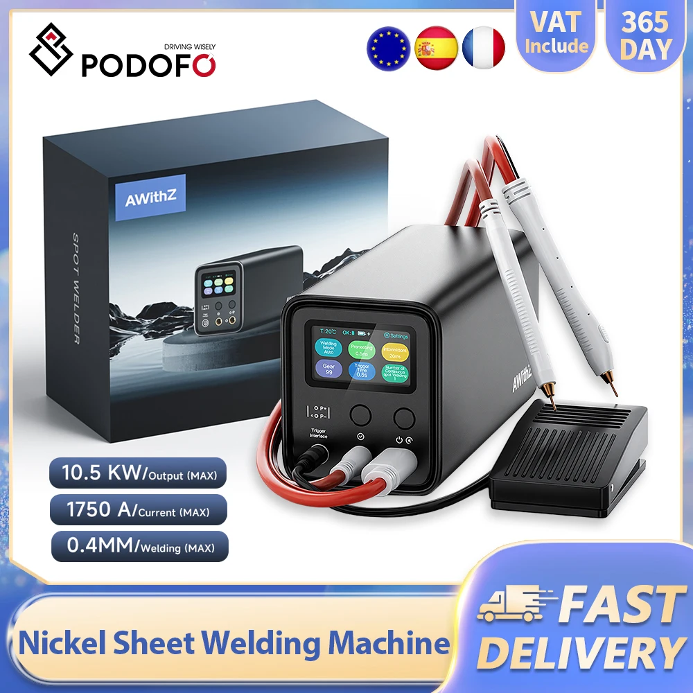 Podofo UF20B Saldatrice a punti professionale con super condensatore Farad, macchina per saldatura a punti 10,5KW, saldatrice a condensatore per saldatura fai-da-te di lamine di nichel, uscita EU