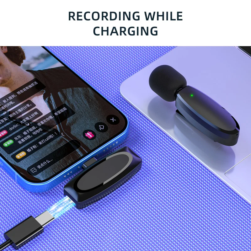 Lavalier Microphone Wireless Type c Noise Cancelling Portable Mini Mike Wireless Recording Recording Mic for Youtube Microfonoe