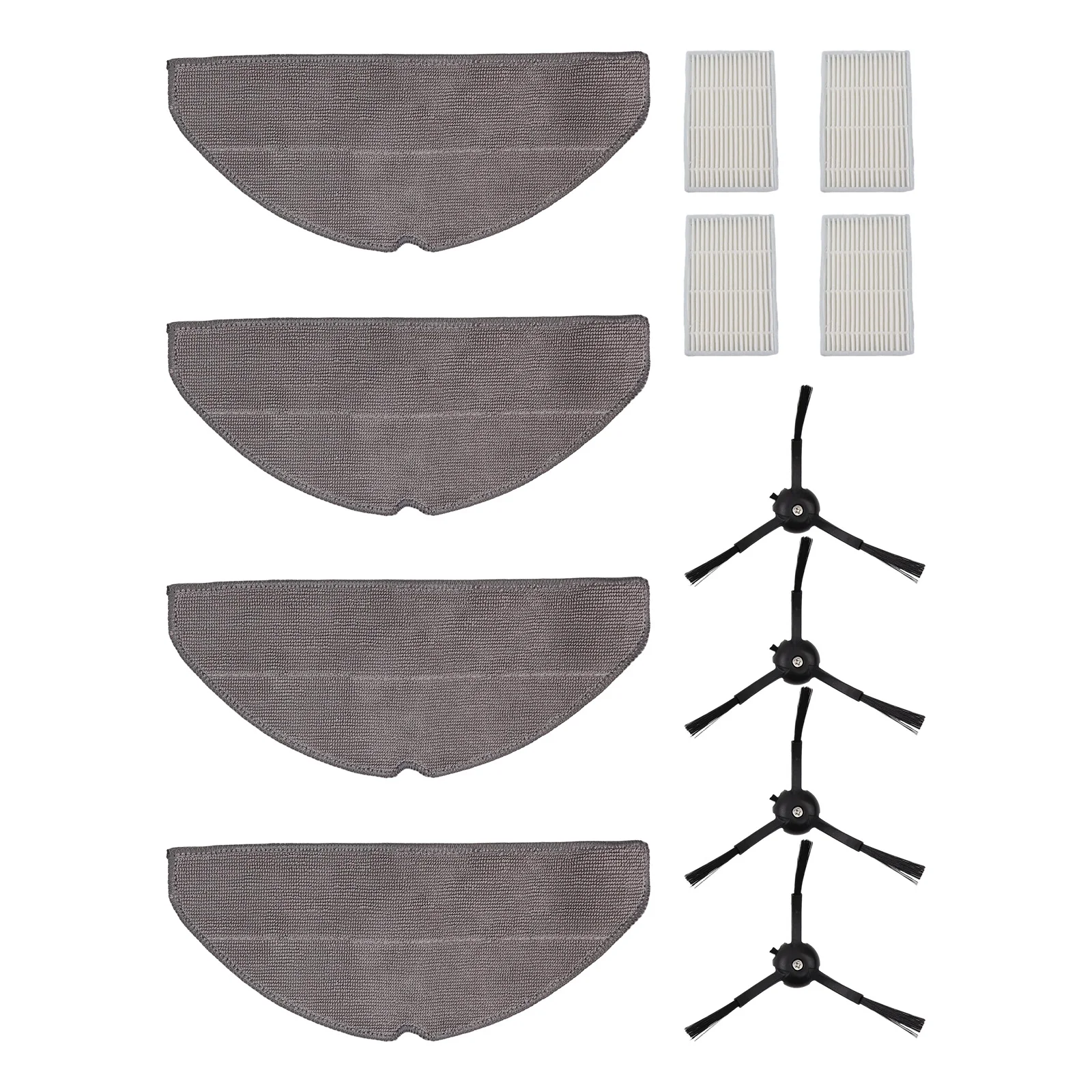 Side Brush Filter and Mop Cloth Set for Tapo RV30 Max Plus RV20 Max Plus Vacuum Cleaner for Thorough Floor and Edge Cleaning