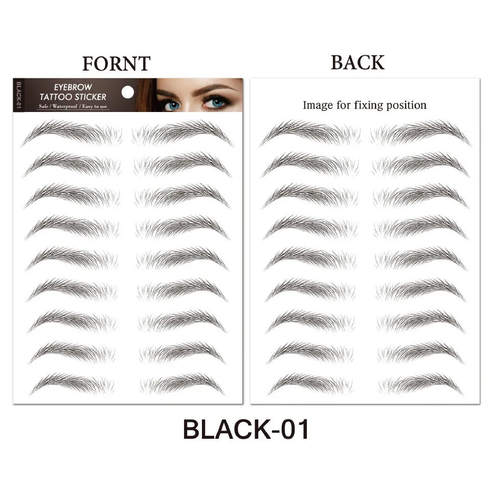 9 Pairs Easily Achieve Professional-Looking Eyebrows with 6D Imitation Eco Eyebrow Stickers - Waterproof and Long-Lasting