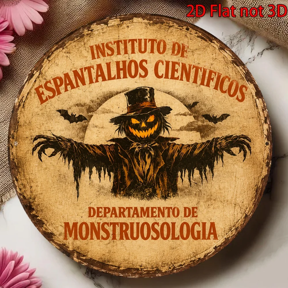 CIFBUY Retro Scarecrow Institute Aluminum Wall Art Waterproof Decor for Home Bar Porch Garden Patio