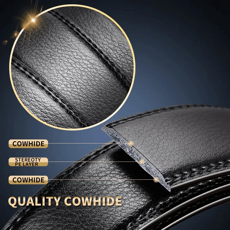 EnvironFamous-Ceinture en cuir véritable pour hommes, marque de luxe, sangle en métal, structure automatique