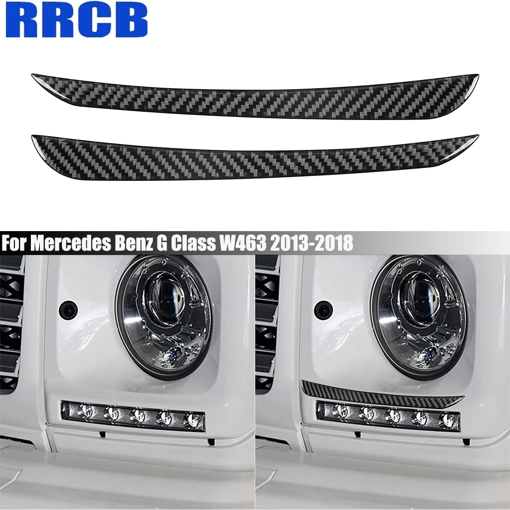

Carbon Fiber Car Accessories Headlight Header Lamp Brow Cover Sticker Exterior Trim For Mercedes Benz G Class W463 2013-2018