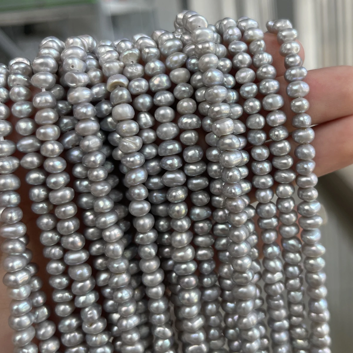 5-6mm AA Strahlende Natürliche Süßwasser Grau Oval Zarte Perle Spacer Perlen Schmuck Machen DIY Halskette Armband Frauen geschenk Hochzeit
