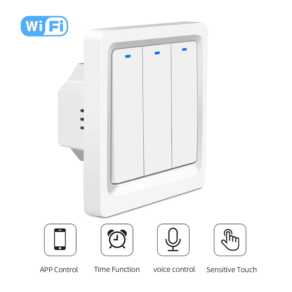 ELEGAN WiFi Tuya interruptor inteligente botón 1/2/3 Gang interruptores de pared sin cable neutro funciona con Alexa Google Home Smart Life