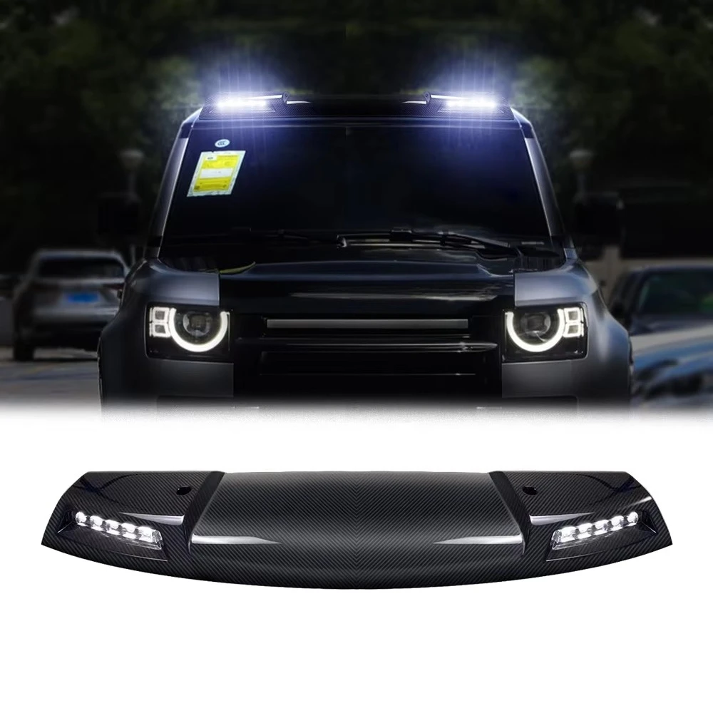 Real Dry Carbon Fiber Top Light Luggage Rack Off-road Adventure Light  for Defender 2020 2021 Roof  Light bar Pod