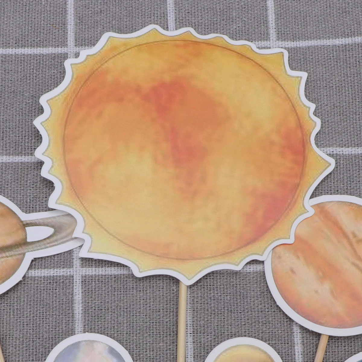 

9pcs Space Universe Cake Toppers Non Edible Wooden Party Decorations for Birthday Baby Shower Back to School Cupcake