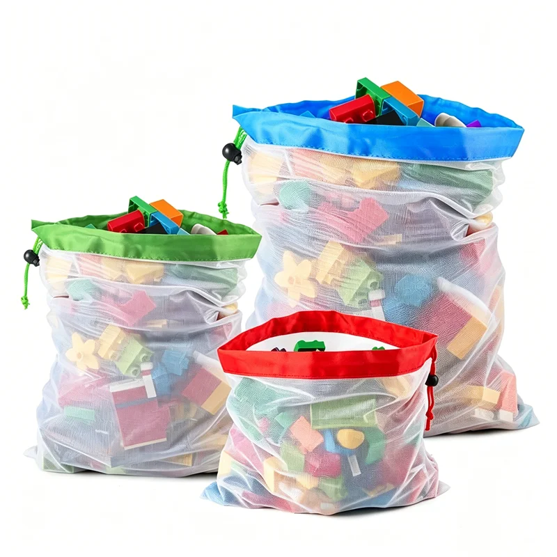 3 Peças de Sacos Organizadores com Cordão para Brinquedos, Bolsas Portáteis para Blocos de Montar e Quebra-Cabeças, Suprimentos de Armazenamento para Casa e Sala de Aula, Presente Ideal