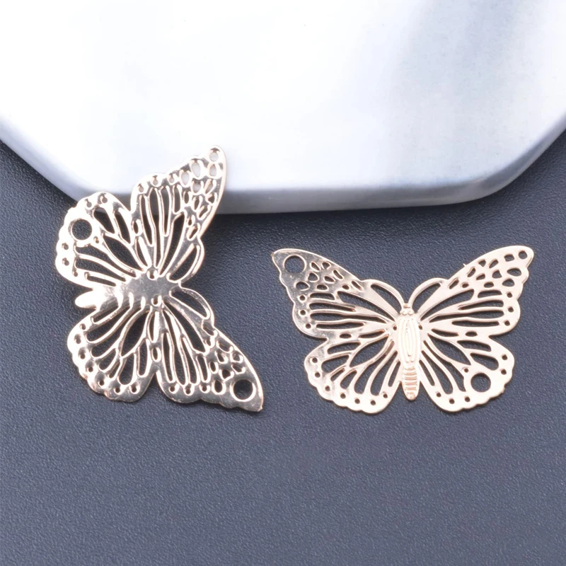 10pcs  Yellow Gold Color Butterfly Charms Connector Brass Butterflies Pendant Jewelry DIY Handmade