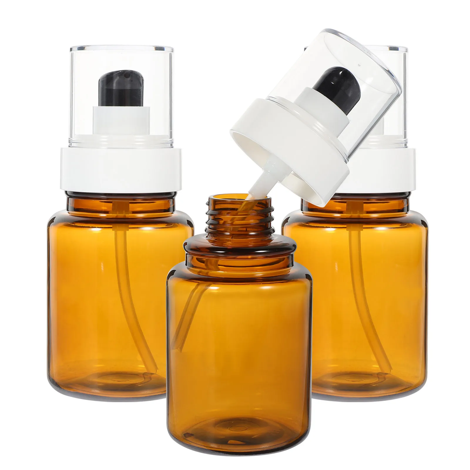 

3pcs 100Ml Brown Empty Pump Bottles Essential Oil Carrier Portable Refillable Travel Size Eco-Friendly For Perfume Nail