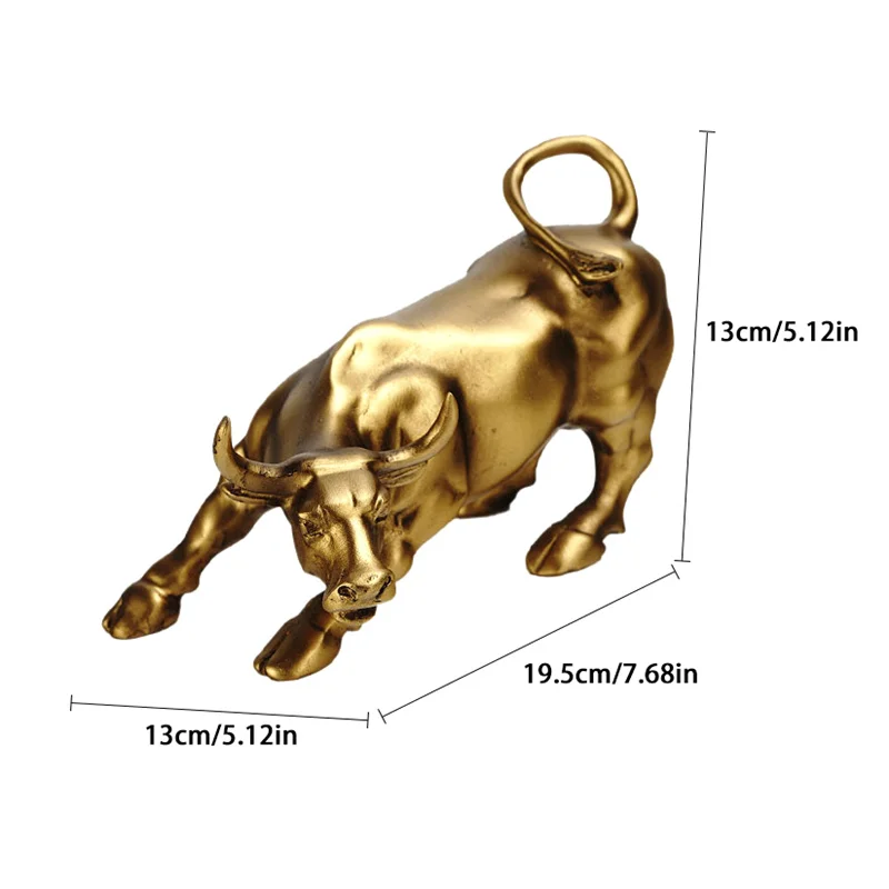 Resin Wall Street Bull Sculpture Model Collection Crafts Wealth Decoration Ornaments OX Animal Modern Art Decor Items