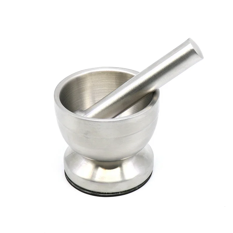 Stainless Steel Mortar Pestle Set Garlic Spice Grinder Solid Seasonings Grinder Pharmacy Herbs Bowl Mill Crusher Kitchen Tool