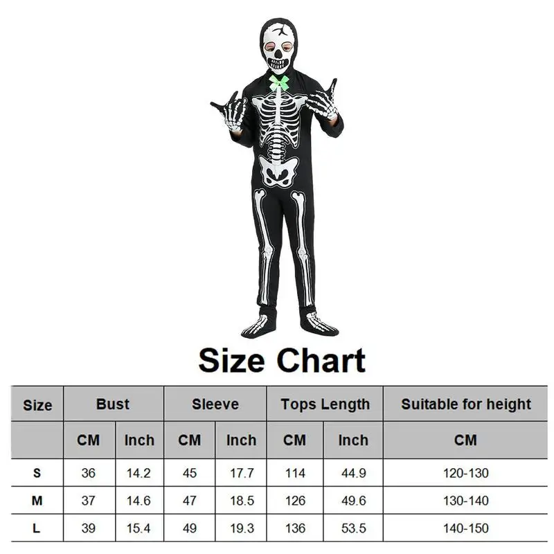 Halloween Skeleton Costume Jumpsuit Onesie Kids Outfit Cosplay Costumes Costume Accessories and Cosplay Props Included