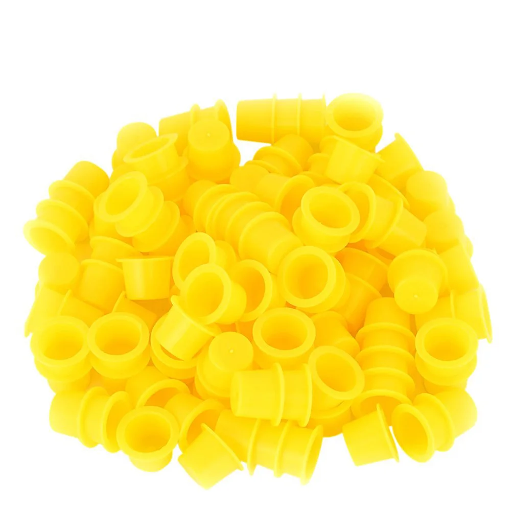 

100Pcs Ink Cups Disposable Clear Plastic Ink Caps for Eyelash Eyebrow Tattoo Pigment Container Size M