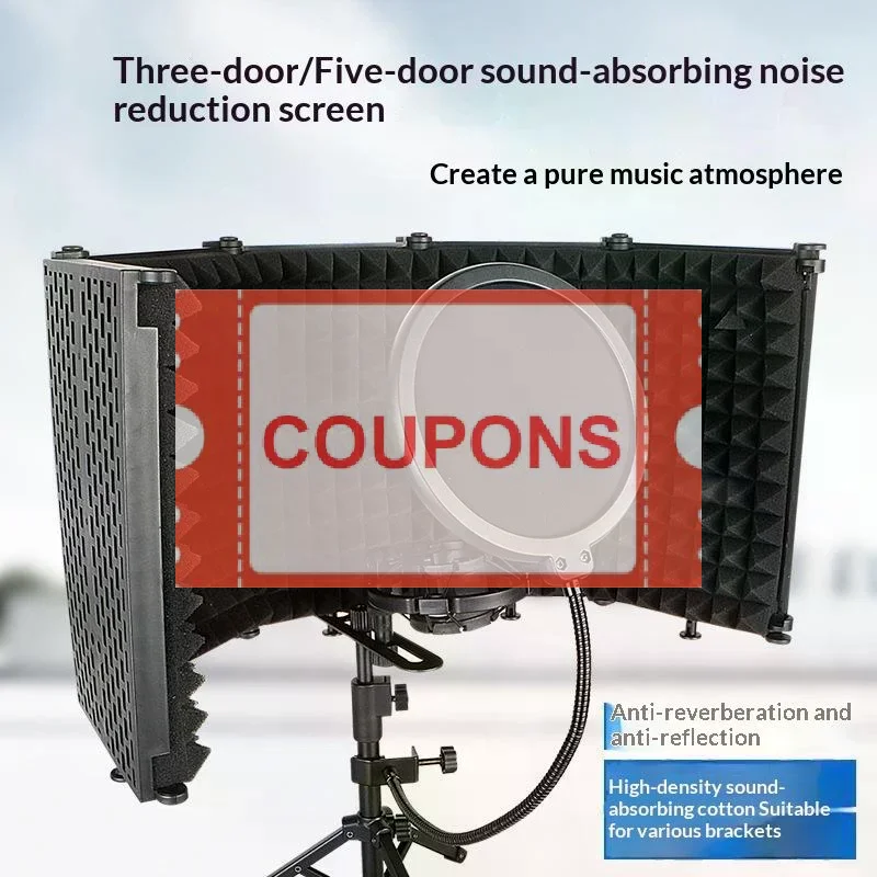 3/5 Panel Reflection Filters Professional Studio Recording Microphone Isolation Shield Suitable For Any Condenser Mic