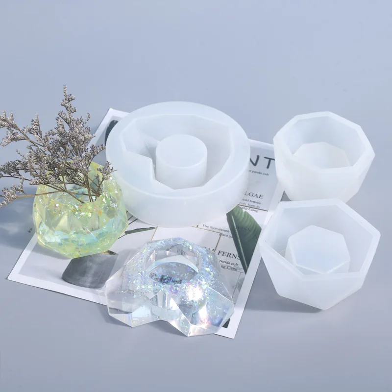 1/2 Stück Harz-Silikonformen, DIY herzförmige Blumentopf-Silikonformen für Epoxidharz, geeignet für die Herstellung von Kerzenhaltern.