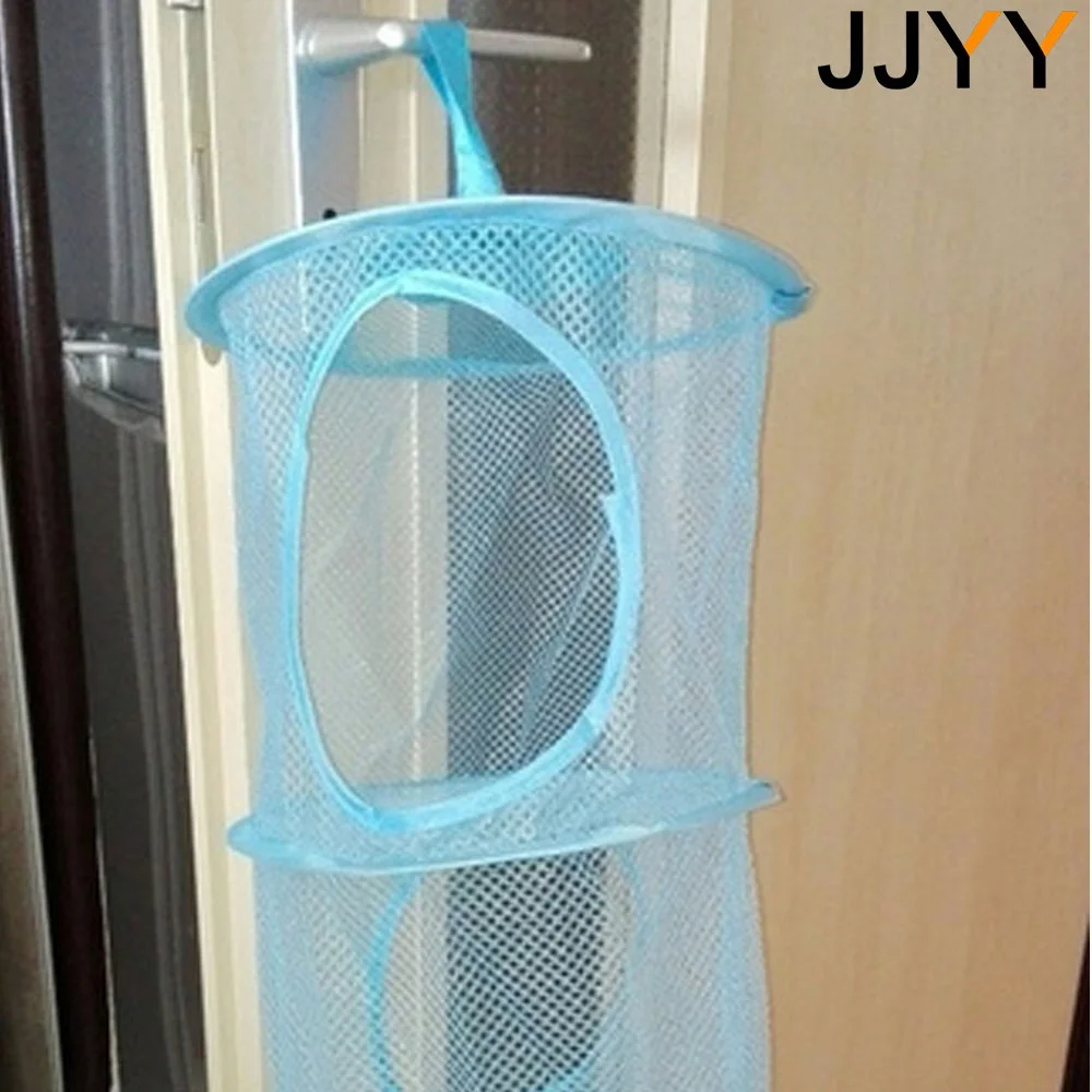 JJYY Net Hanging Multi-layer Storage Hanging Cage Cylindrical Storage Hanging Bag Wall Door Closet Organizers Kid Toy Basket 1PC