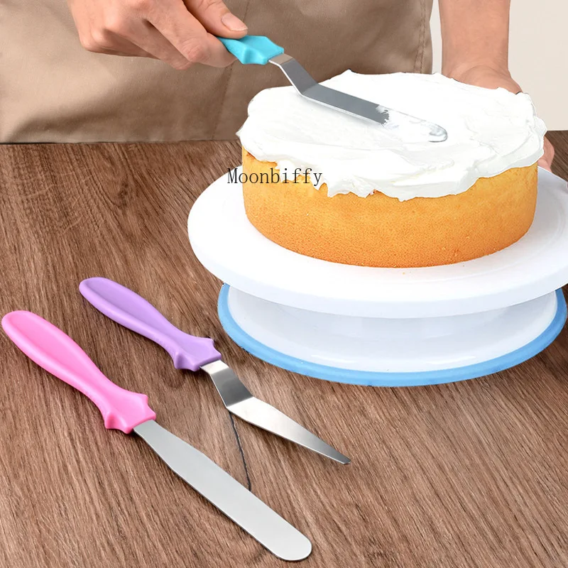 3pcs/set Small Cranked Angled Spatula Palette Knife Stainless Steel Butter Cake Cream Knife Spatula Fondant Tools