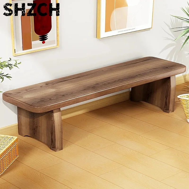 Solid Wood Entryway Bench with Shoe Storage, Multi-Purpose Stool & Sofa Side Table