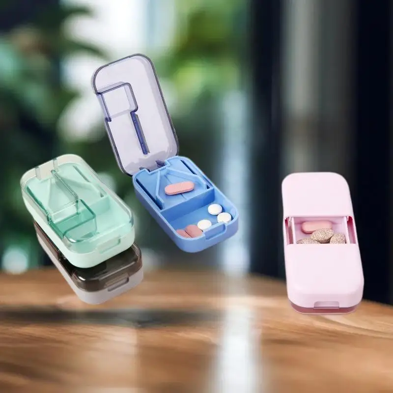 3-in-1 Pill Cutter and Storage Box, Mini Portable Medicine Tablet Divider, Handy Medication Dispenser