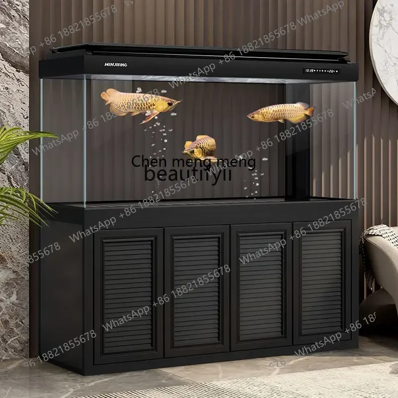 

X New fish tank ultra-white glass large aquarium household floor bottom filter arowana tank