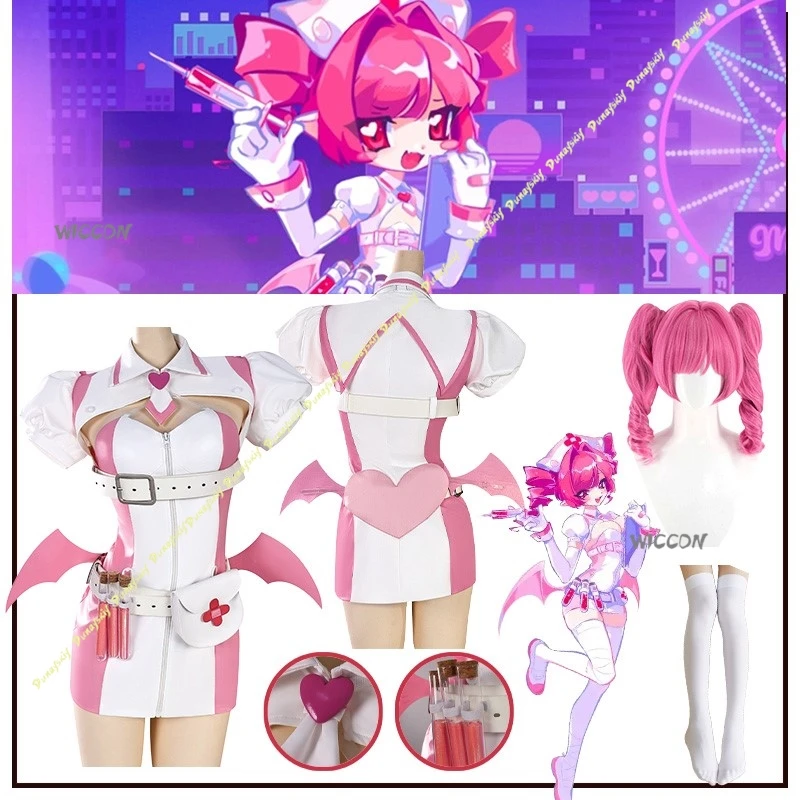 

Милый костюм медсестры для девочек Game Muse, розовый сексуальный костюм Dash Buro, женская праздничная сценическая одежда, носки, костюмы для косплея, платье на Рождество, Хэллоуин