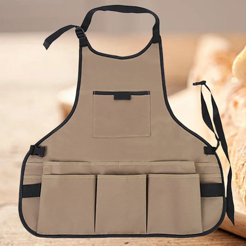 

Men Women Multi-Functional Oxford Tool Apron Khaki Extended Durable Garden Kitchen Garage Workshop Apron with Multi Pockets Easy