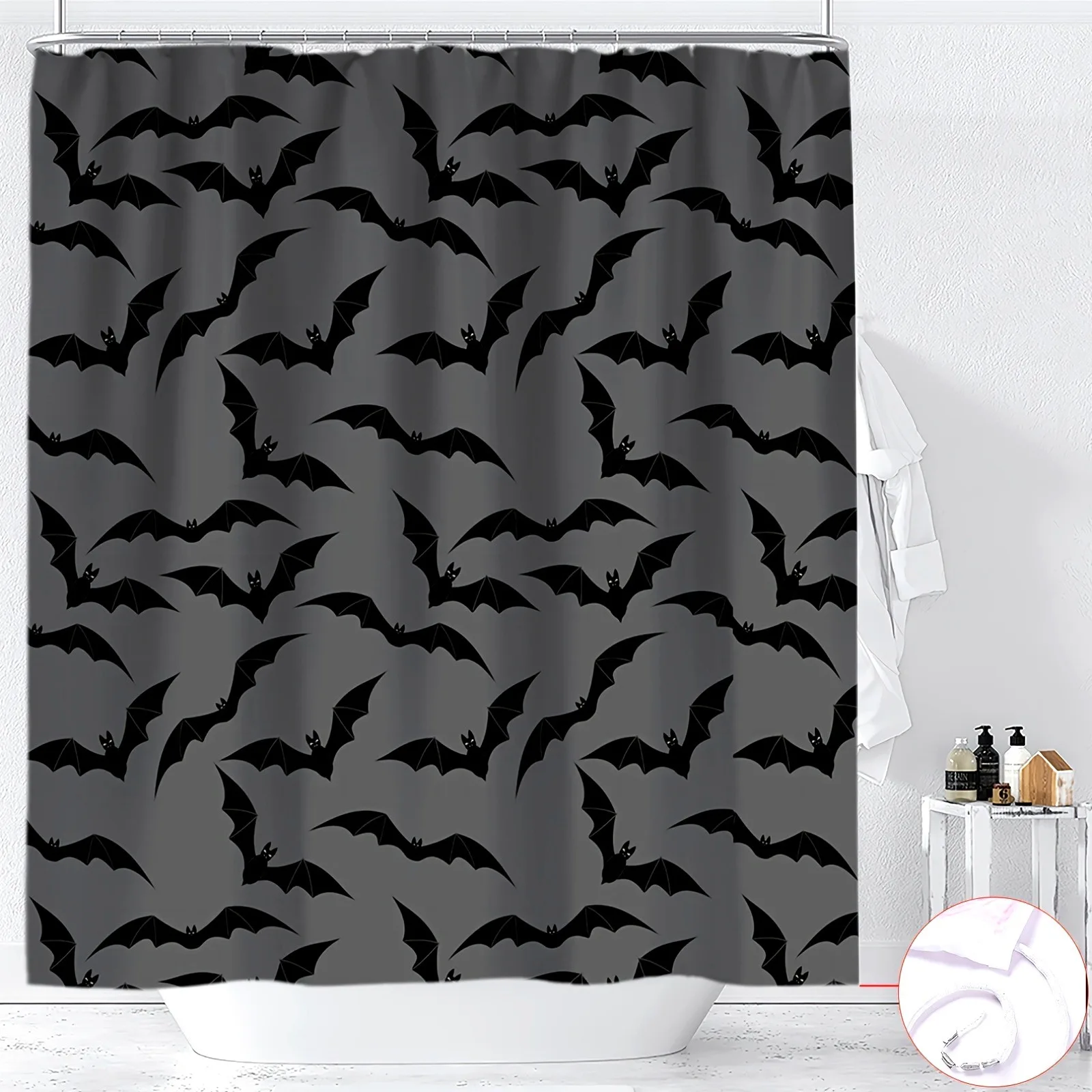 

Halloween Bat Cartoon Shower Curtain Washable Dirt-Resistant Shower Head waterproof Polyester Bath Curtain For Home Decor