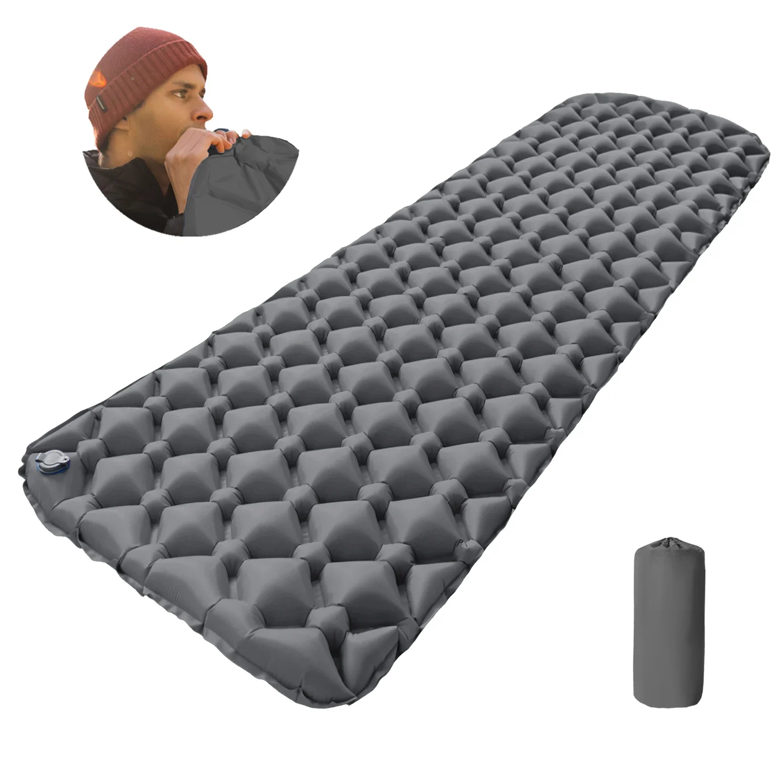 

Upgraded TPU Camping Pad - Single Person Inflatable Sleeping Mat with Foot Valve, Compact Foldable for Backpacking