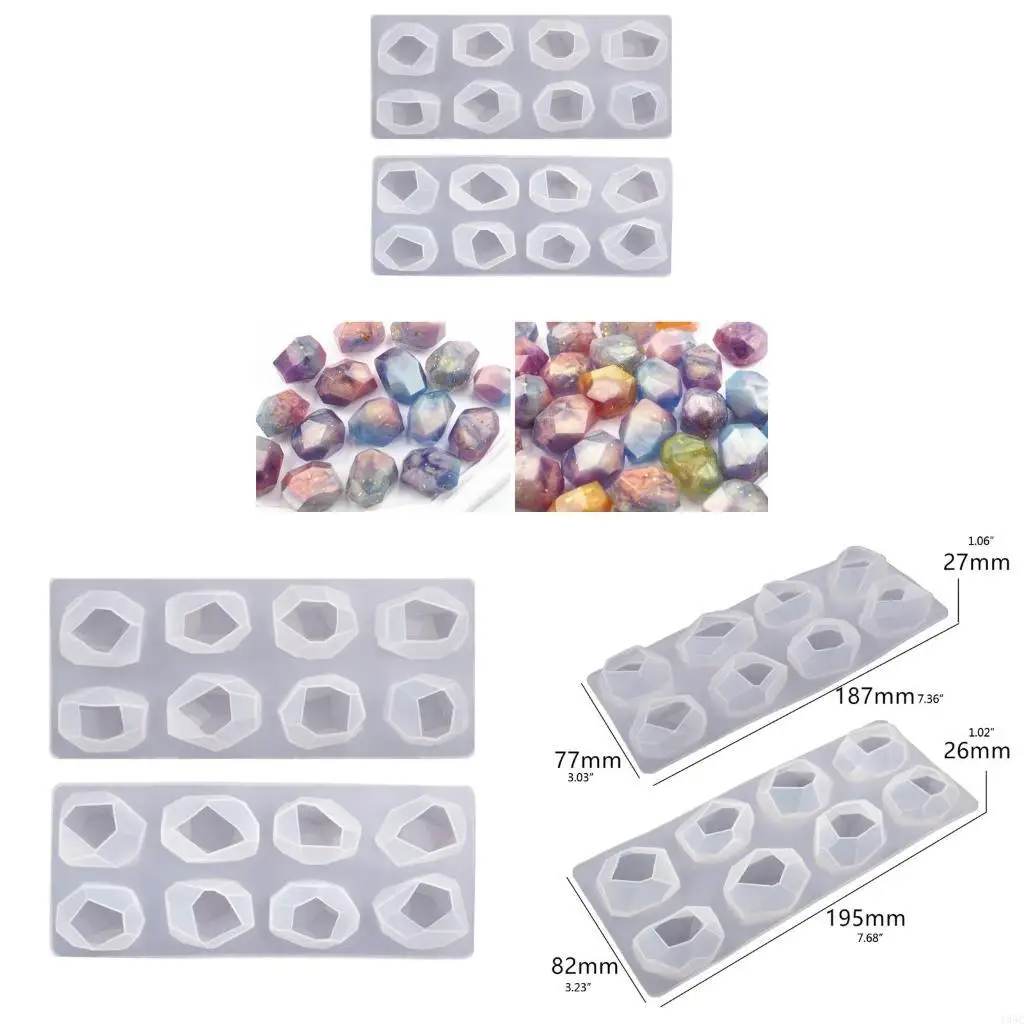 195C 2 Styles Irregular Geometric Section Crystal Ore Epoxy Resin Mold Stones Ornaments Making Silicone Mould DIY Crafts Home