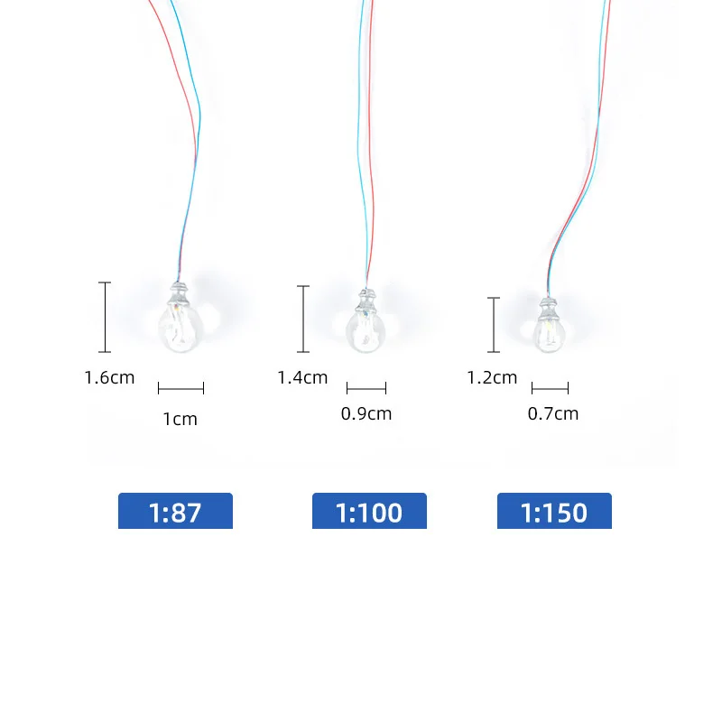Mini-LED-Glühbirnenlampe, Modell im Maßstab 1:87, 1:100, 1:150, Mikrolicht für Puppenhaus/Gebäudeszene, Beleuchtungsdekor, Diorama-Zubehör, 5 Stück – Detail 2