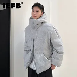 IEFB Winter Thickened White Duck Down Hooded Jacket Knitted Threedimensional Cutting Cotton Male Clothing Warm Male 9C8343