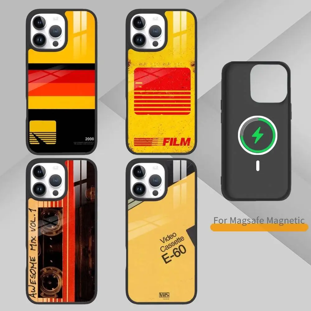 Video Cassette Tape  Phone Case For iPhone17,16,15,14,13 Plus,Pro Max Magnetic For Magsafe Wireless Charging