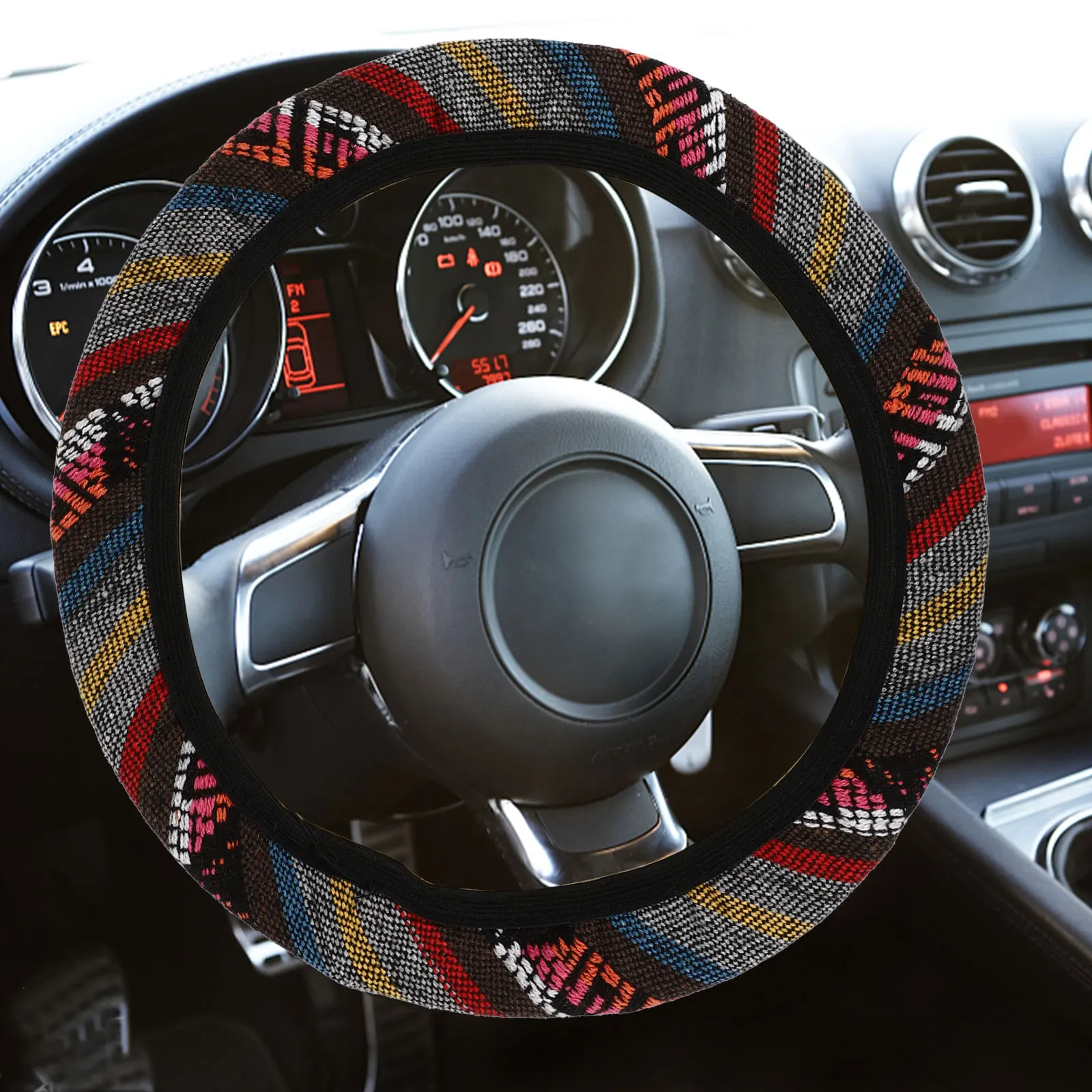 

Car Steering Wheel Cover Universal Accessory Long Lasting Durable Materials Prevent Scratches Easy Install Old Wheels Gift