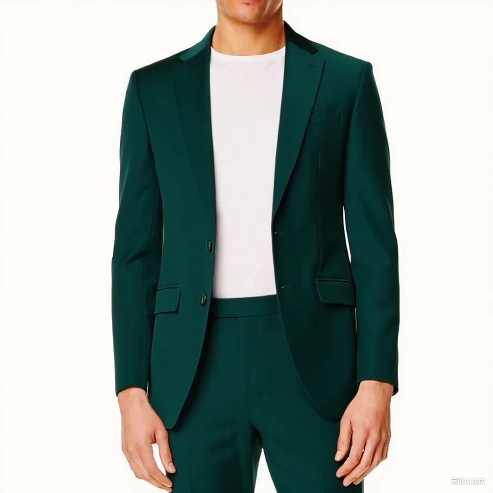 ชุดสูทผู้ชายสองชิ้น แฟชั่นฤดูร้อน ปกแบบน็อตเชอร์ เสื้อแจ็คเก็ตกระดุมแถวเดียว กางเกงขายาว ชุดลำลองสำหรับธุรกิจ งานแต่งงาน