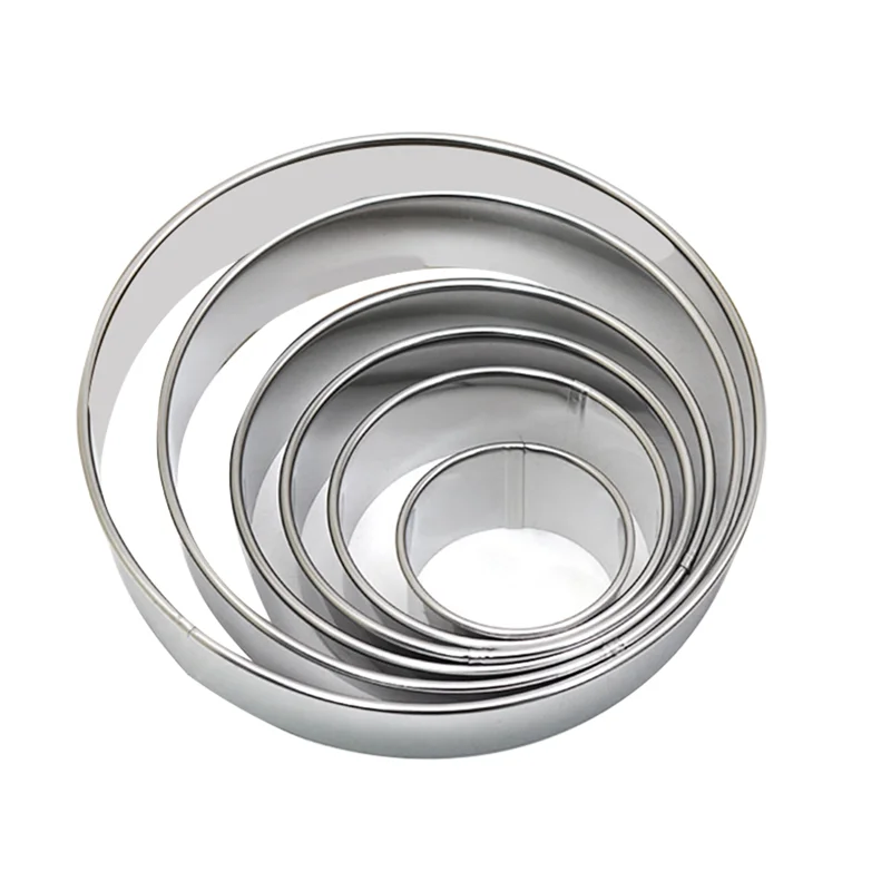 ABWR-Conjunto de cortadores de biscoitos redondos, 6 cortadores de biscoitos de aço inoxidável, ferramentas de cozimento para pastelaria, donuts, fondant