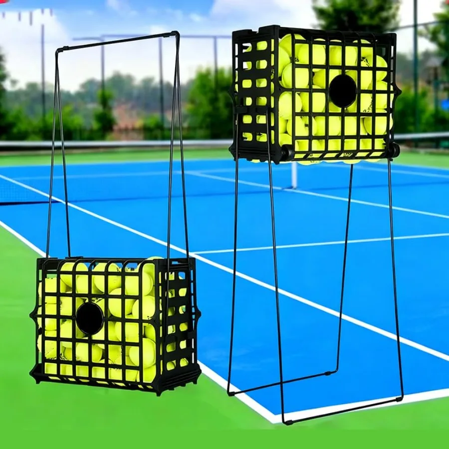 

Portable Tennis Balls Hopper with Wheel - 75 Tennis Balls CapacityTennis Ball Retriever Basket Carrier Gatherer Picker Hopper C