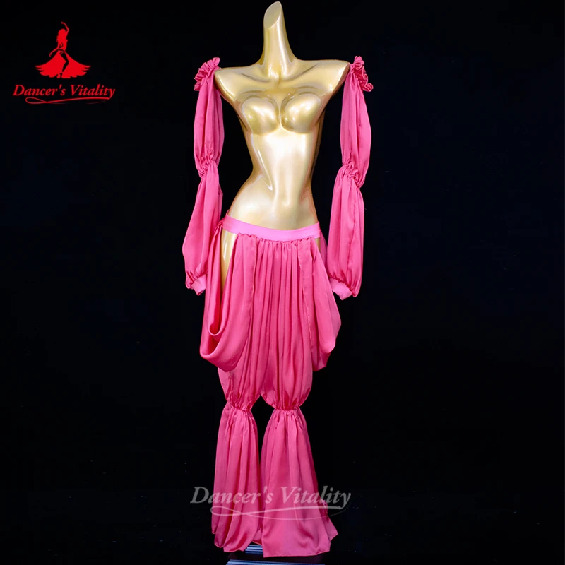 Belly Dance Costumes High Grade Satin Pants+Sleeves 2pcs Adults and Children Customized Oriental Belly Dancing Practice Trousers