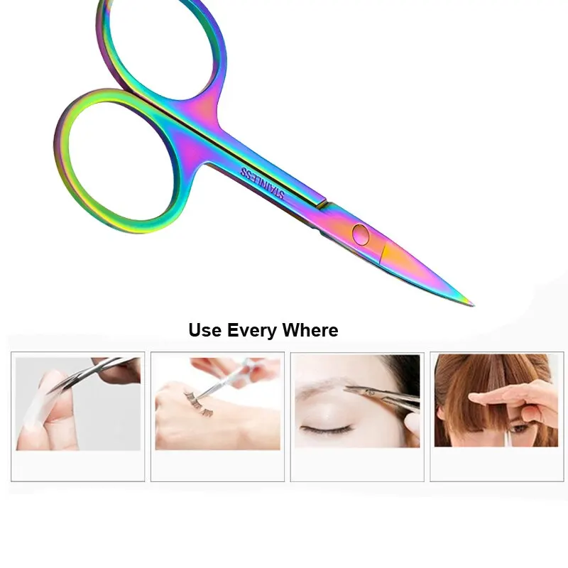 1 Pcs Professional Stainles Nails Eyebrow Nose Eyelash Cuticle Trimmer Epilator Scissor Manicure Tool Curved Pedicure Scissors