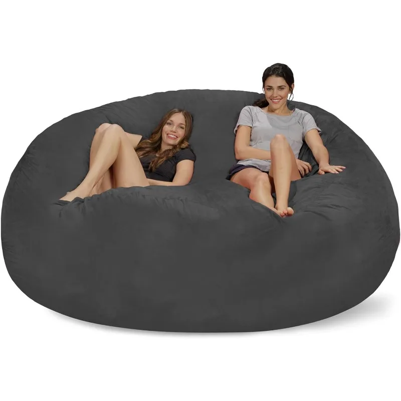 Bean Bag Chair: Giant 8' Memory Foam Furniture Bean Bag - Big Sofa with Soft Micro Fiber Cover  Charcoal