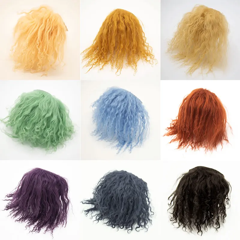 Witdiy 25 Colors Sheepskin Wool Lamb Fur Pelt Hair Row Curly Hair Extensions DIY BJD SD Blyth Dolls Wigs Hair Wefts Accessories