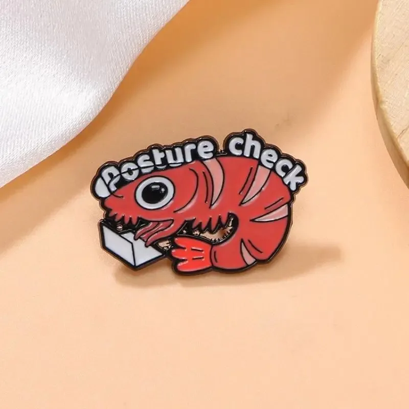 Cute Cartoon Crayfish Working On A Computer Enamel Brooch Creative Animal Lapel Pin Badge Backpack Clothing Hat Accessories