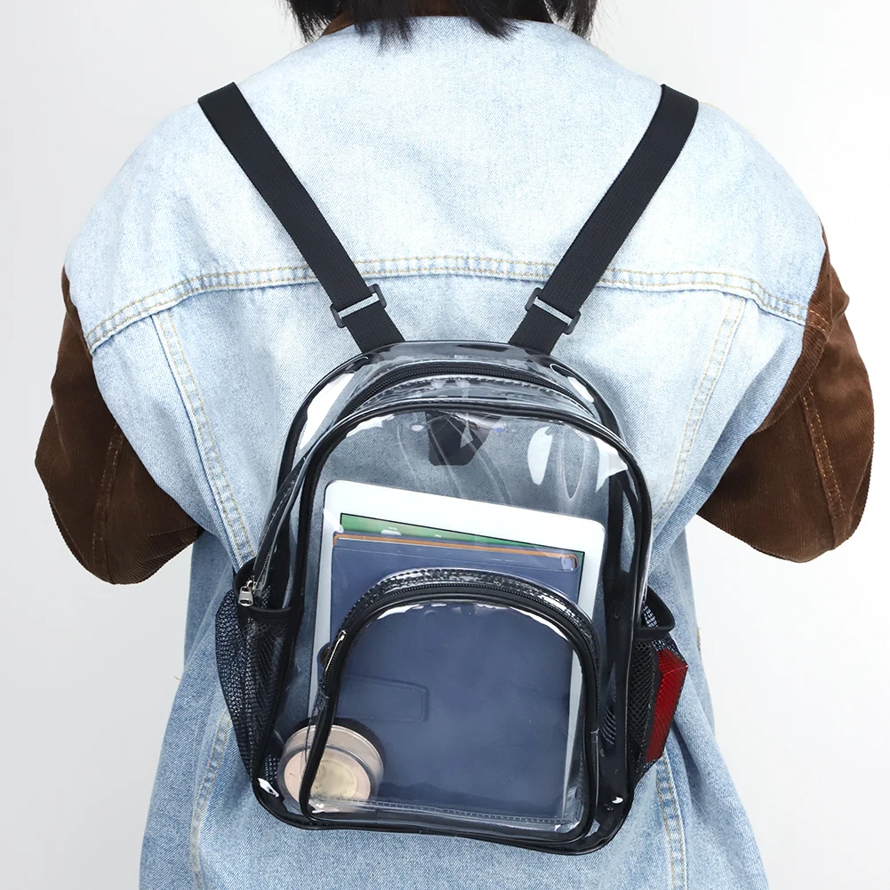 

Transparent PVC College Rucksack Fashion Backpack Waterproof Large Capacity See Through Solid Clear for Women Men